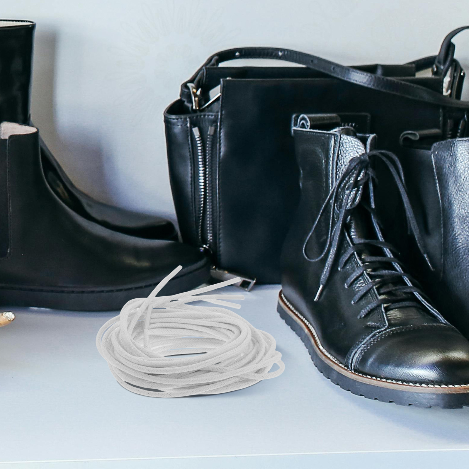 Mens Formal Look - 4Pcs Round Waxed Shoelaces Heavy Duty