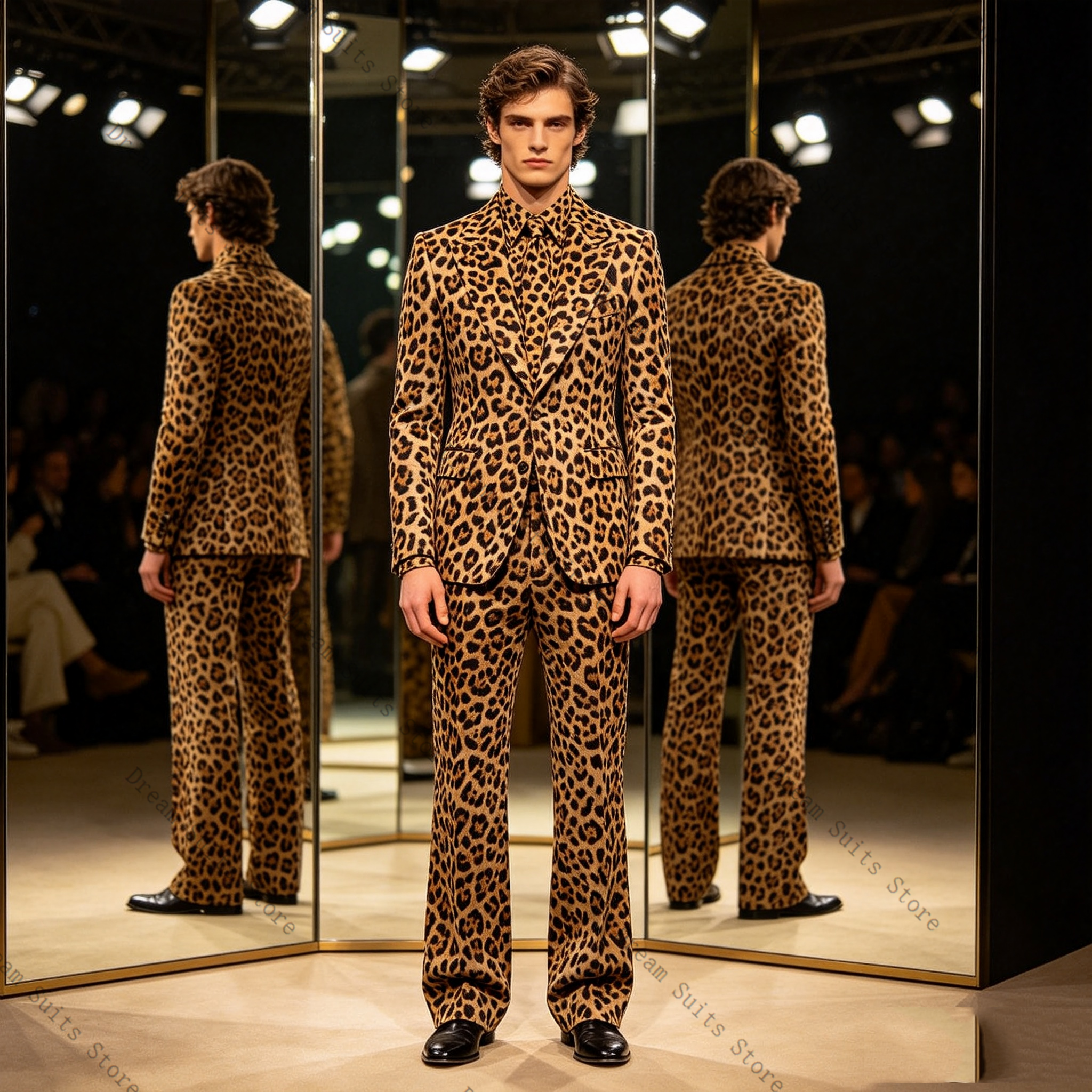 Men Formal Wear With Coat - Leopard Print Men Suit Set 2