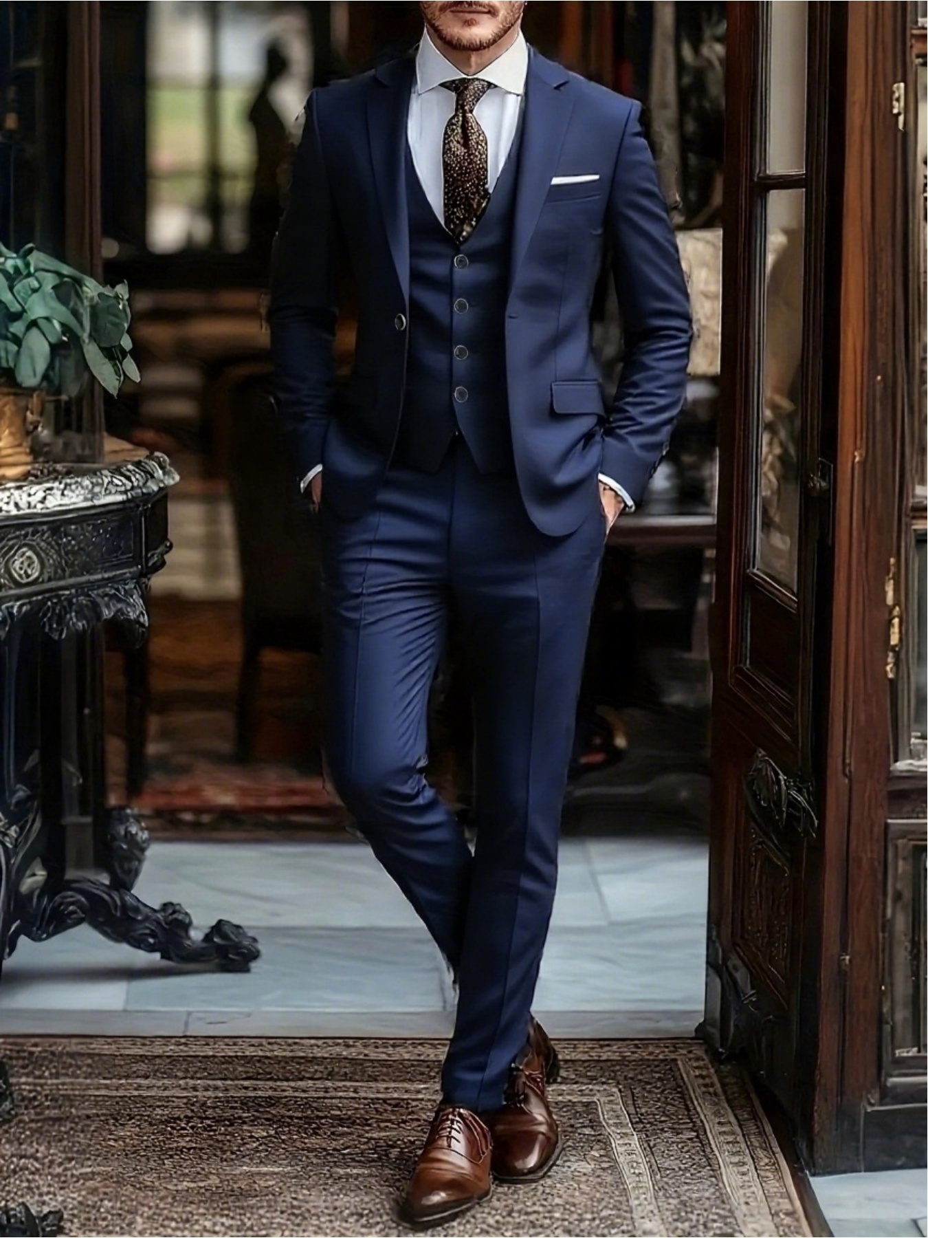 Mens Formal Look - Men's Tailored Look 3-Piece Suit Single