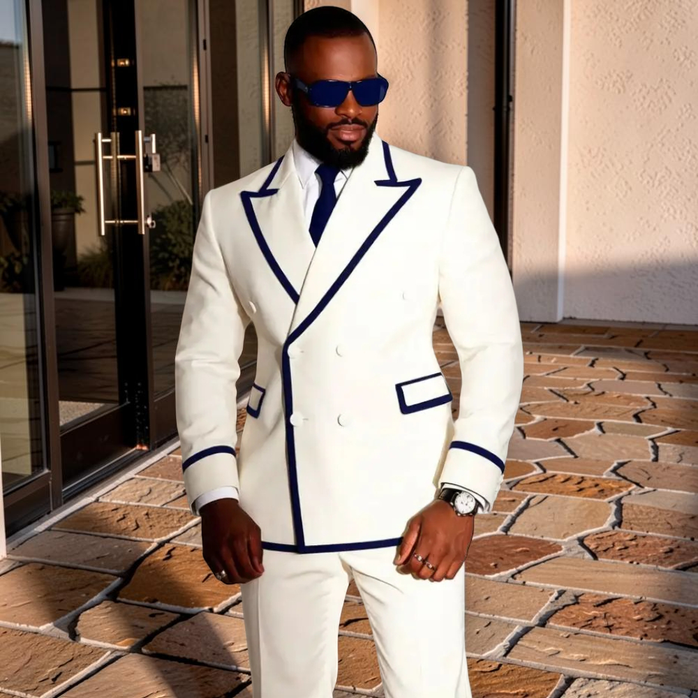 Mens Formal Look - White Double Breasted Suits for Men
