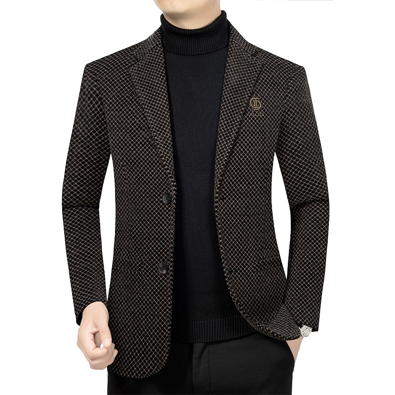 Men Formal Wear With Coat - New Winter Men Plaid Business Casual