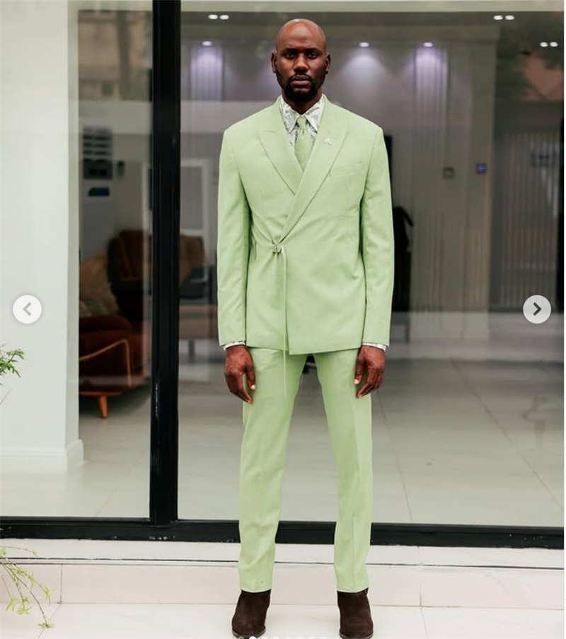 Men Formal Wear Green - Light Green Men Suits Pants Set