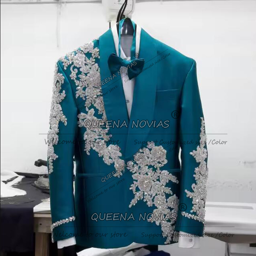 Exclusive Groom Wedding Suits  - Men Formal Wear Green ulasan dan harga