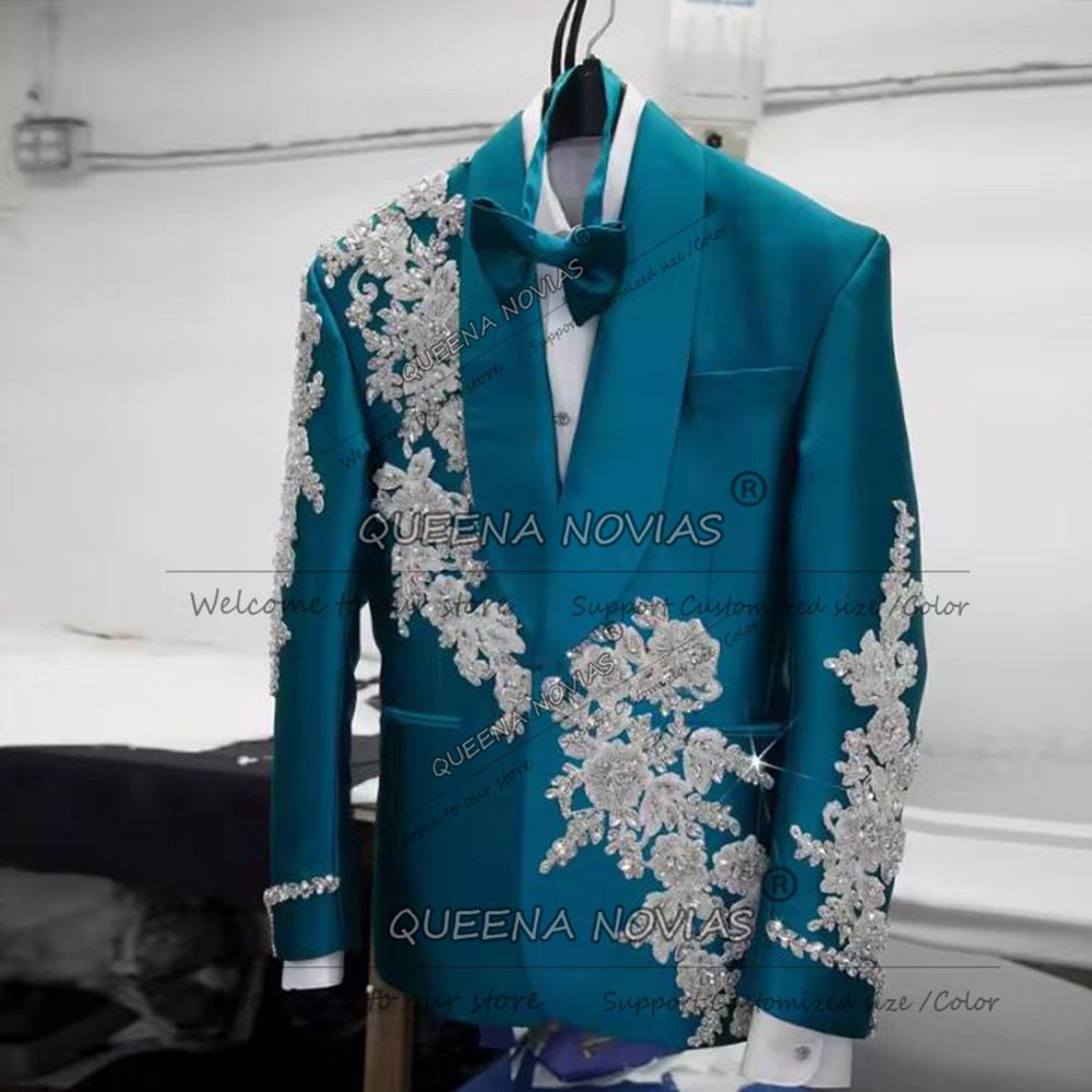 Exclusive Groom Wedding Suits  - Men Formal Wear Green ulasan dan harga