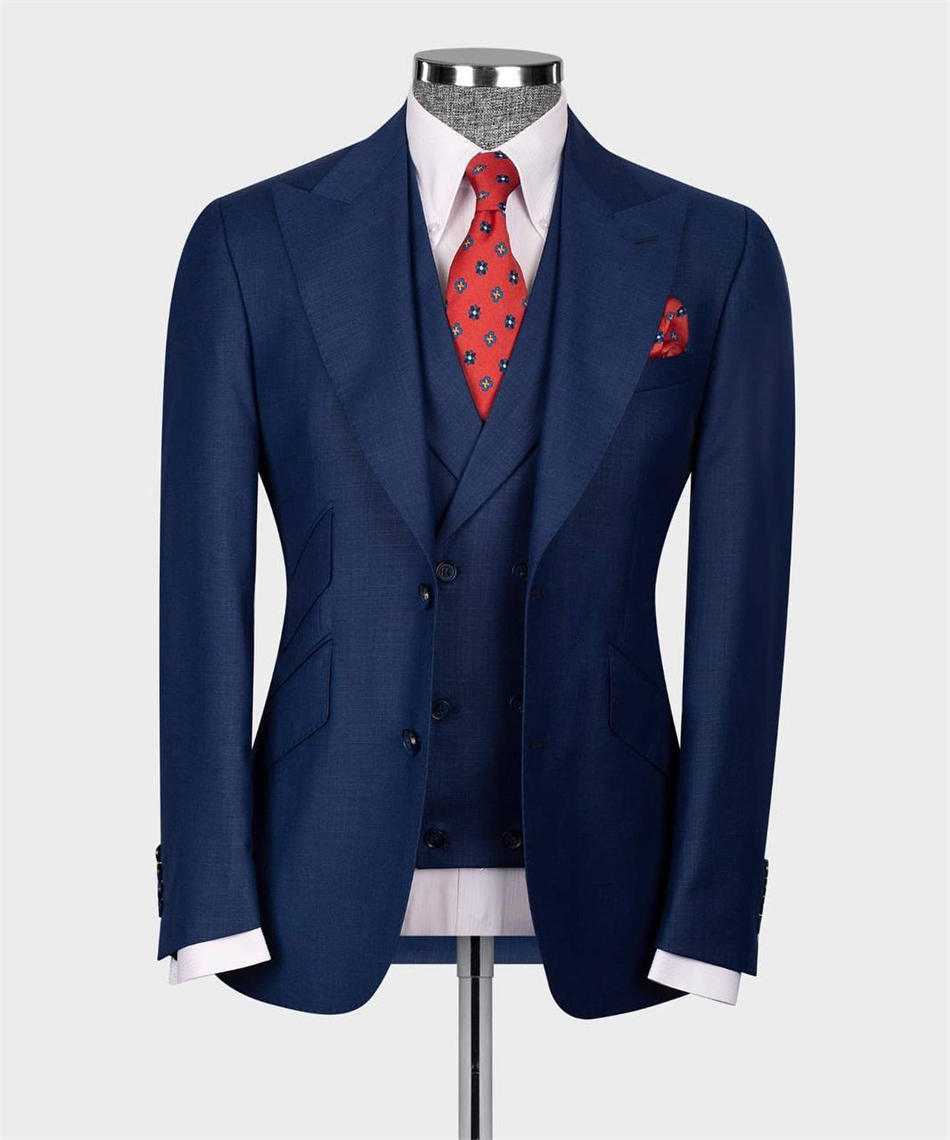 Elegant Navy Blue Classic Wedd - Men Formal Wear Blue ulasan dan harga