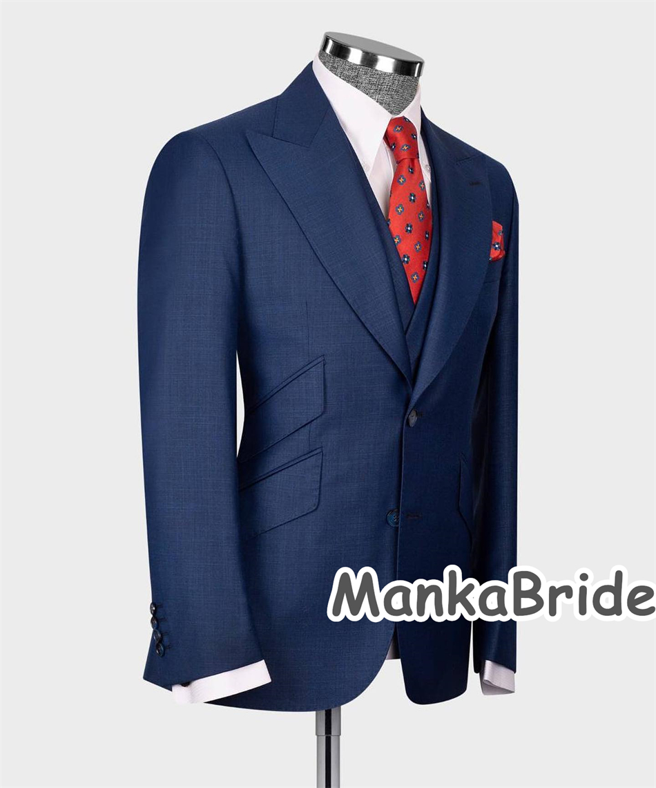 Elegant Navy Blue Classic Wedd - Men Formal Wear Blue ulasan dan harga