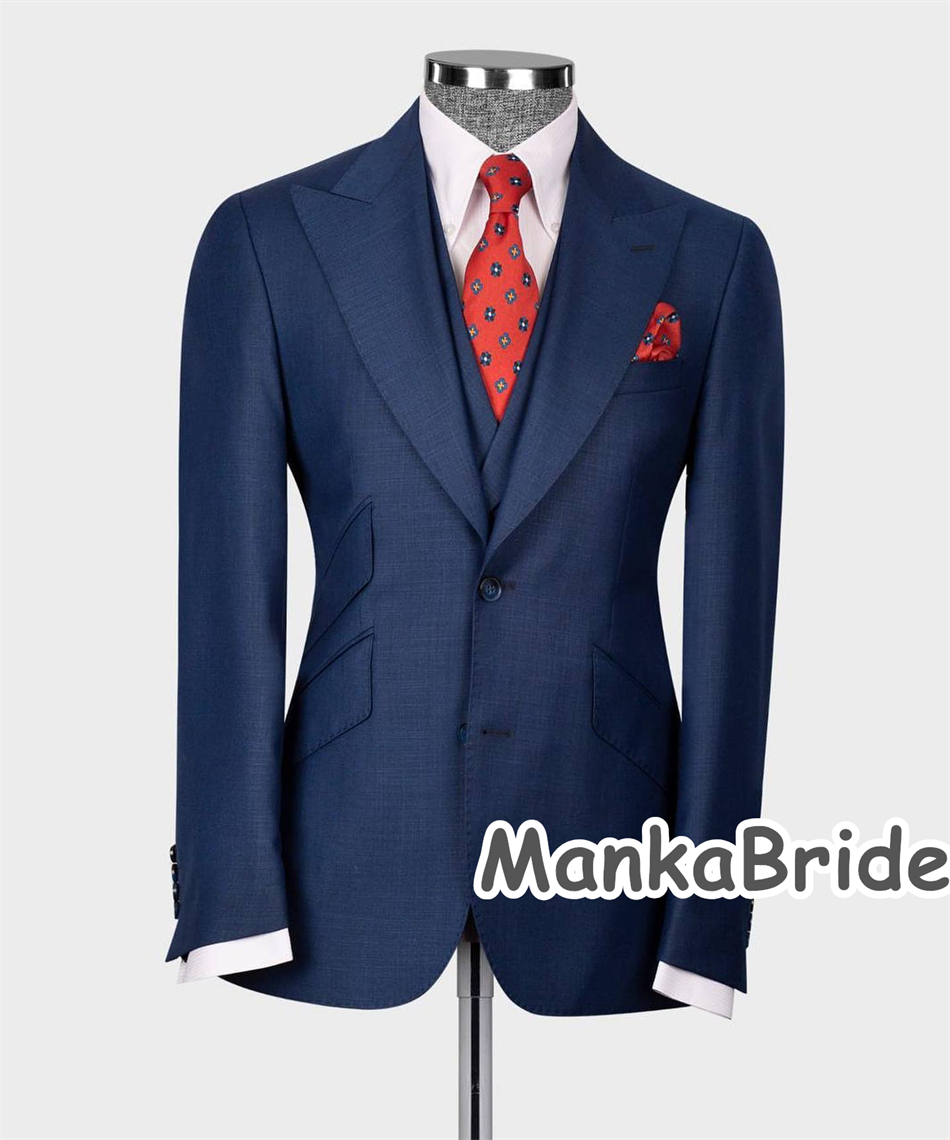 Elegant Navy Blue Classic Wedd - Men Formal Wear Blue ulasan dan harga