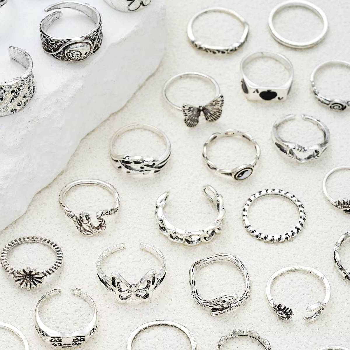 51 Pcs Punk Ring Set For Women - Men'S Gothic Formal Wear ulasan dan harga