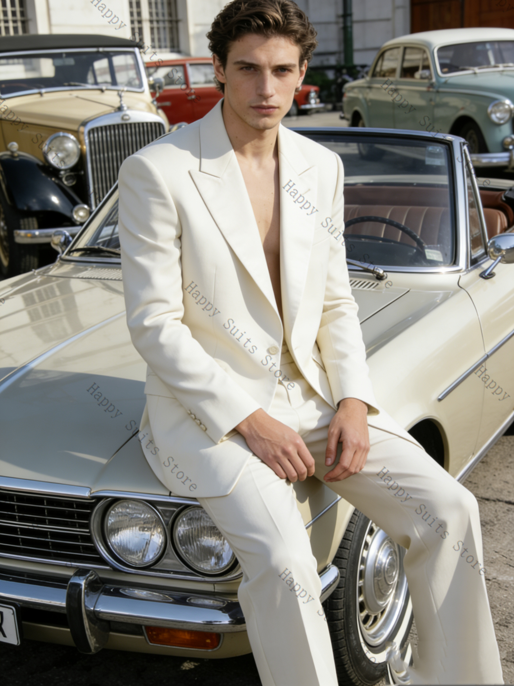 Spring White Men Suit Set 2 Pc - Men Formal Wear With Coat ulasan dan harga