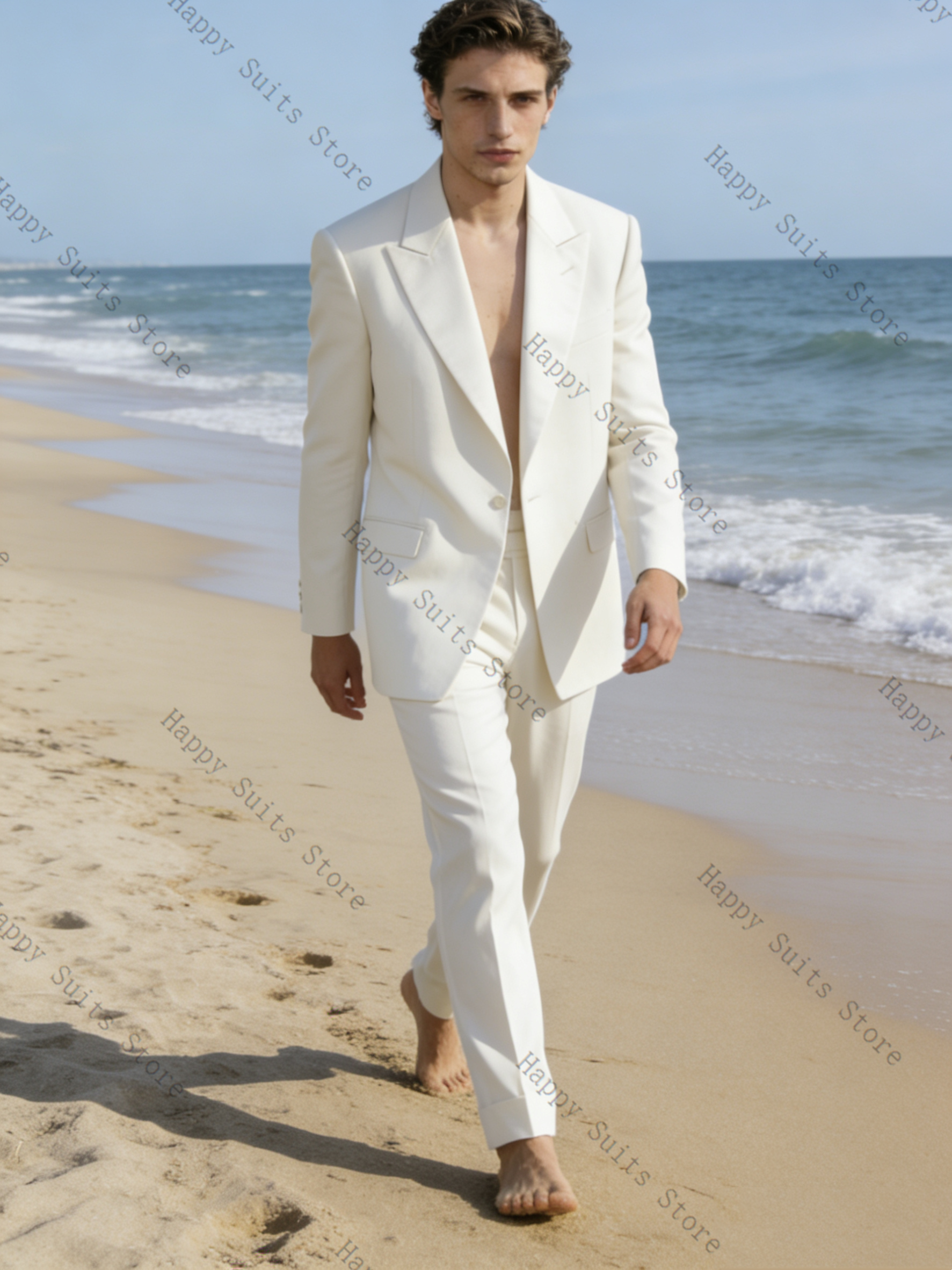 Spring White Men Suit Set 2 Pc - Men Formal Wear With Coat ulasan dan harga
