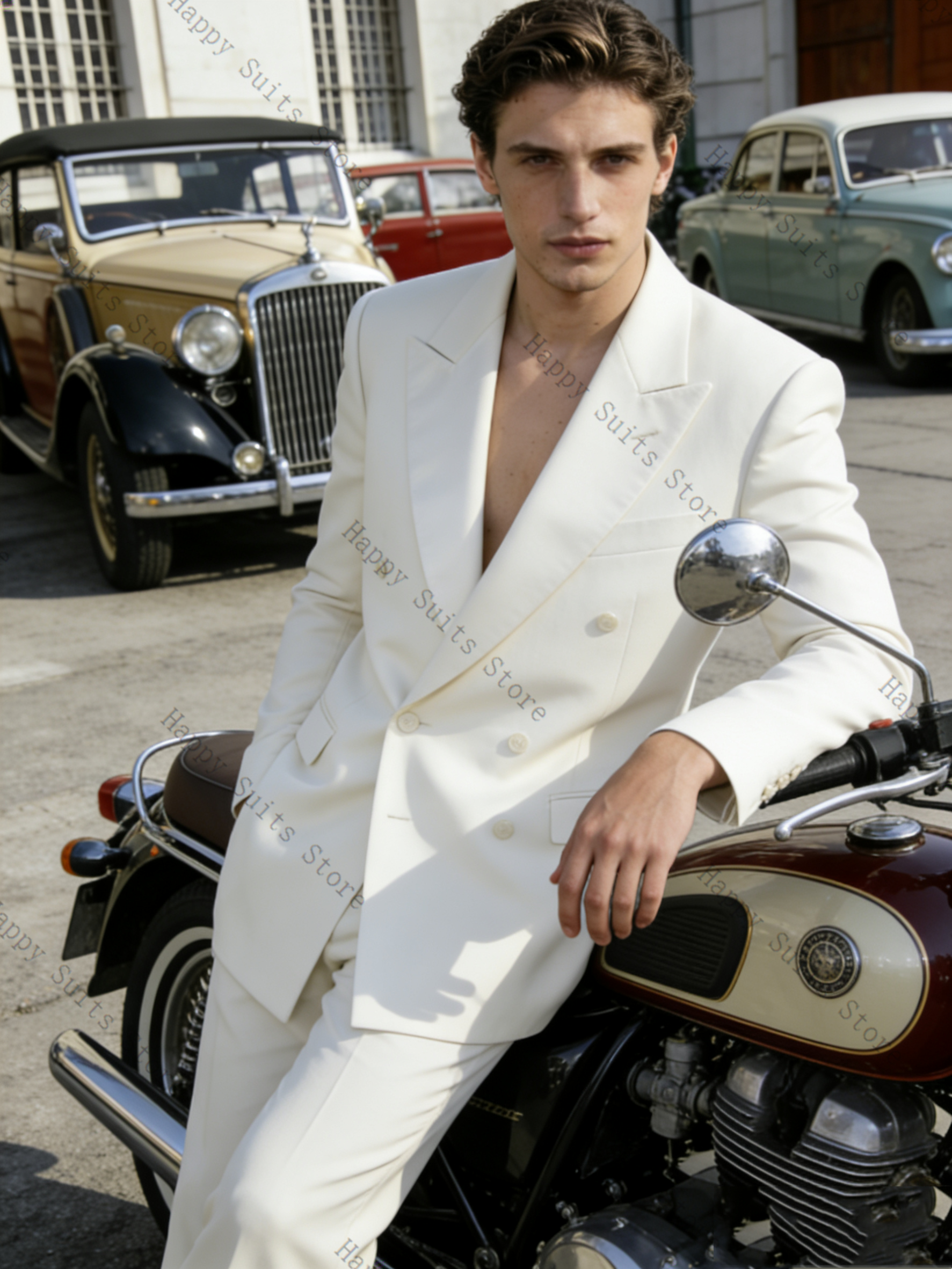 Spring White Men Suit Set 2 Pc - Men Formal Wear With Coat ulasan dan harga