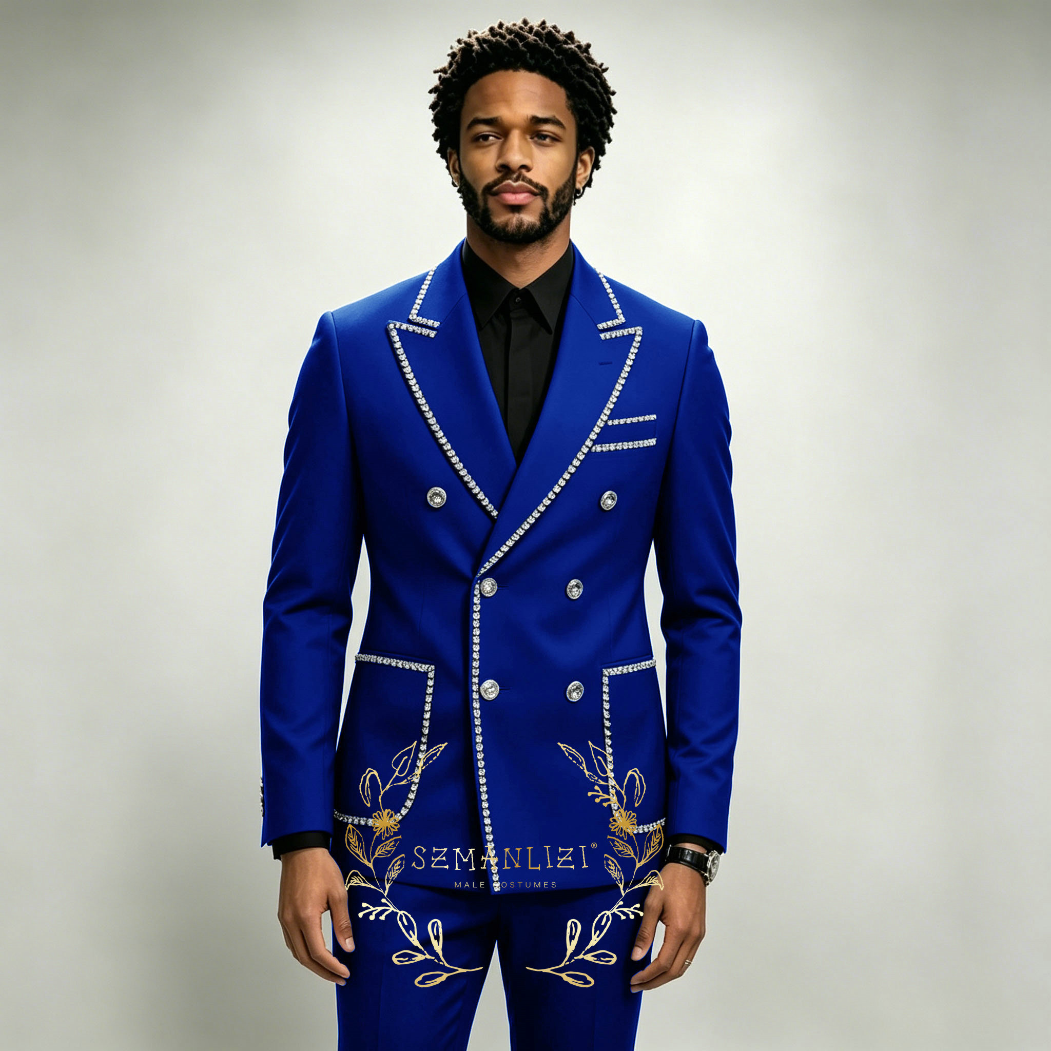 Luxury Men's Suits 2 Pieces Ro - Men Formal Wear Blue ulasan dan harga