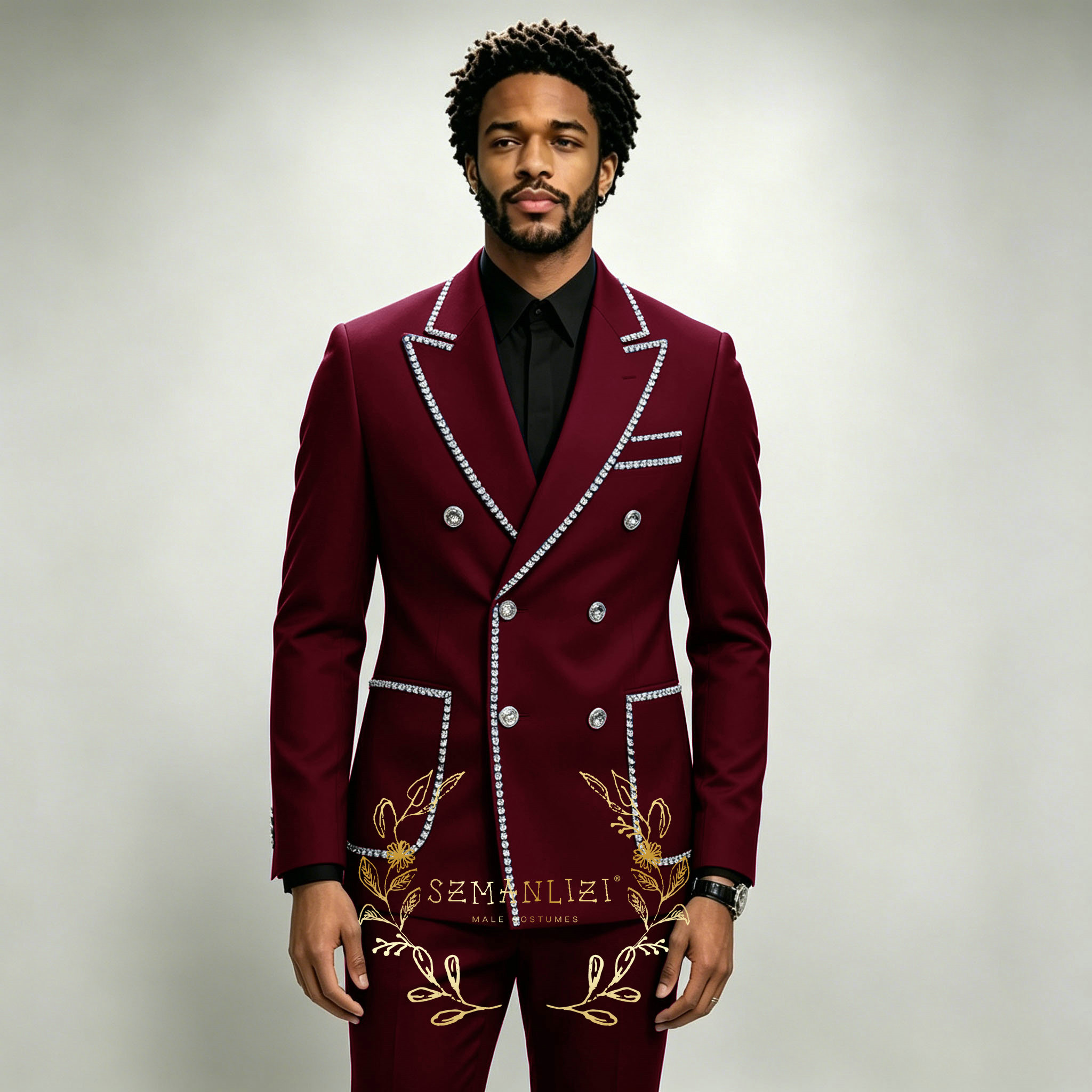 Luxury Men's Suits 2 Pieces Ro - Men Formal Wear Blue ulasan dan harga