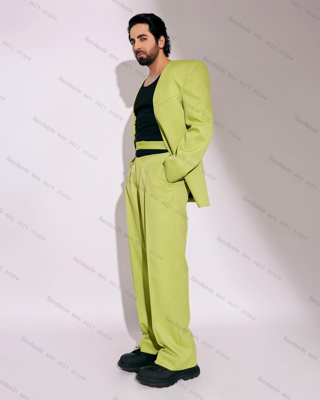 Fashion Green Men Suit Set 2 P - Men Formal Wear Green ulasan dan harga