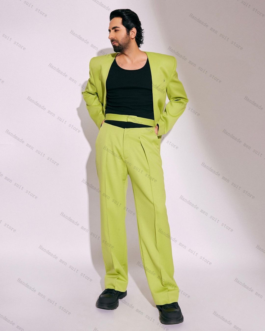 Fashion Green Men Suit Set 2 P - Men Formal Wear Green ulasan dan harga
