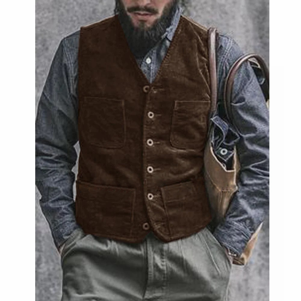 Corduroy Male Vest Suit for Me - Men'S Gothic Formal Wear ulasan dan harga