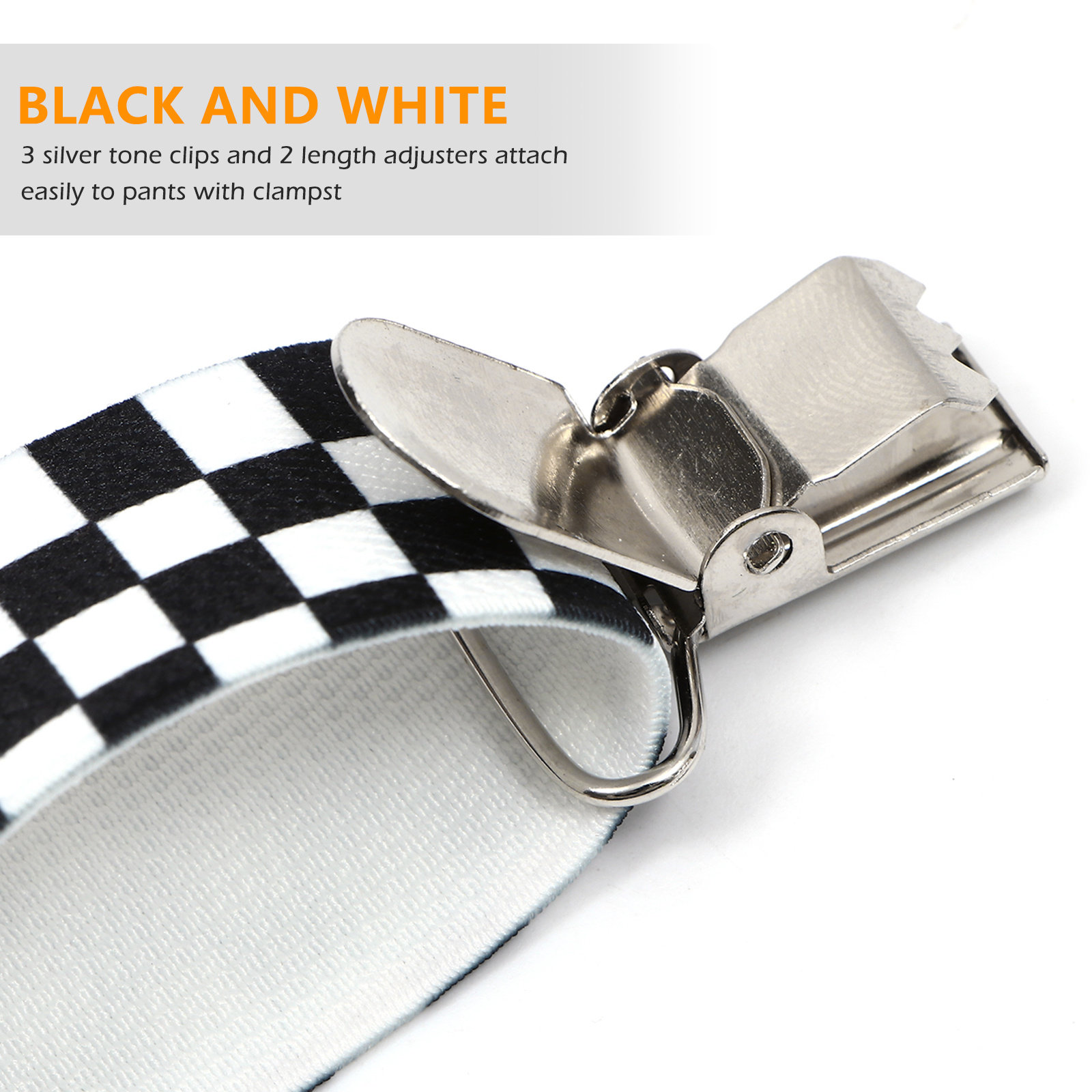Stylish Checkered Black White  - Suspender Clip Formal ulasan dan harga