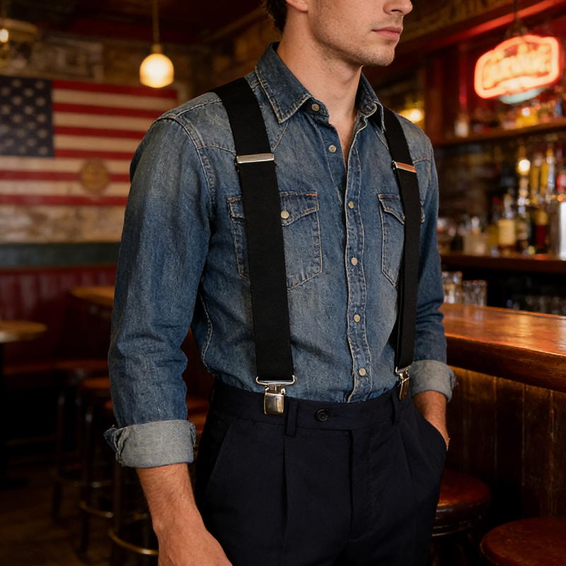 Retro Y-back Men's Suspenders  - Suspender Clip Formal ulasan dan harga