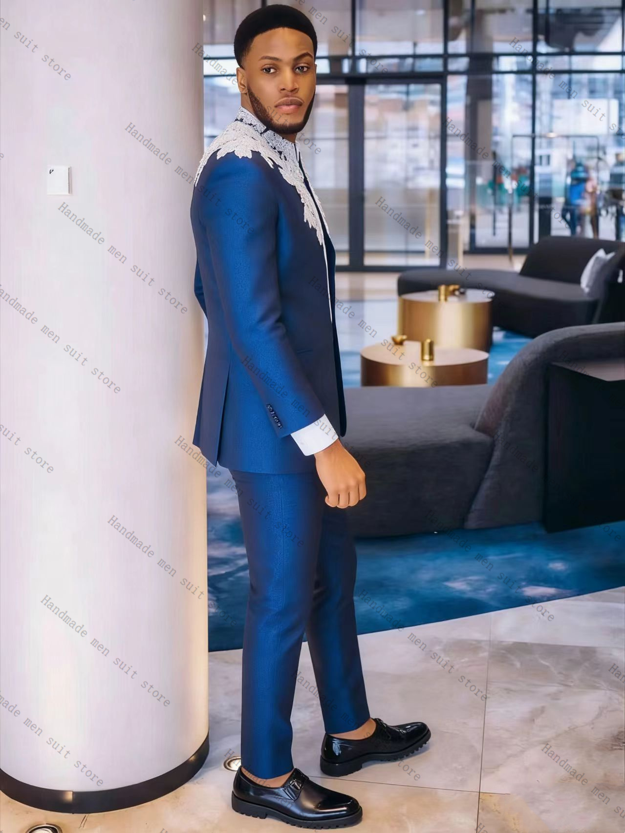 Blue Men Suit Set 2 Piece Blaz - Men Formal Wear Blue ulasan dan harga