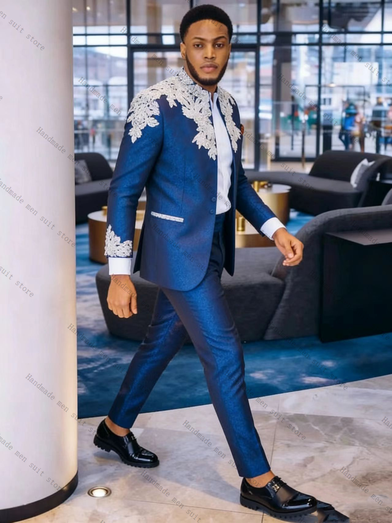 Blue Men Suit Set 2 Piece Blaz - Men Formal Wear Blue ulasan dan harga