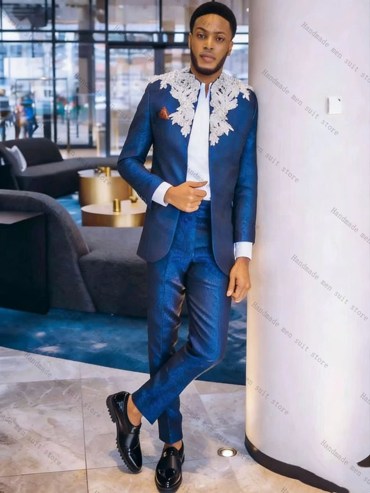 Blue Men Suit Set 2 Piece Blaz - Men Formal Wear Blue ulasan dan harga