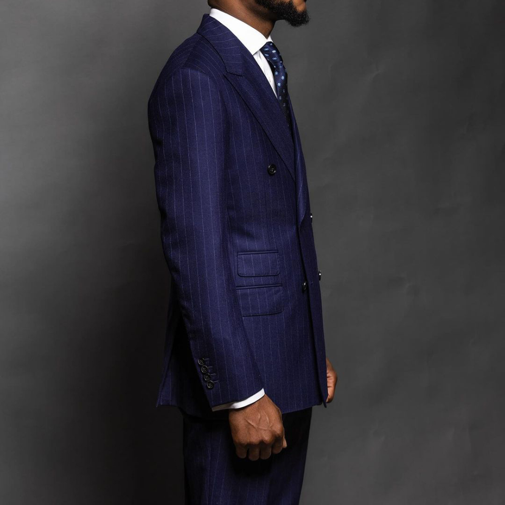 Navy Blue Pinstripe Men Suits  - Men Formal Wear Blue ulasan dan harga