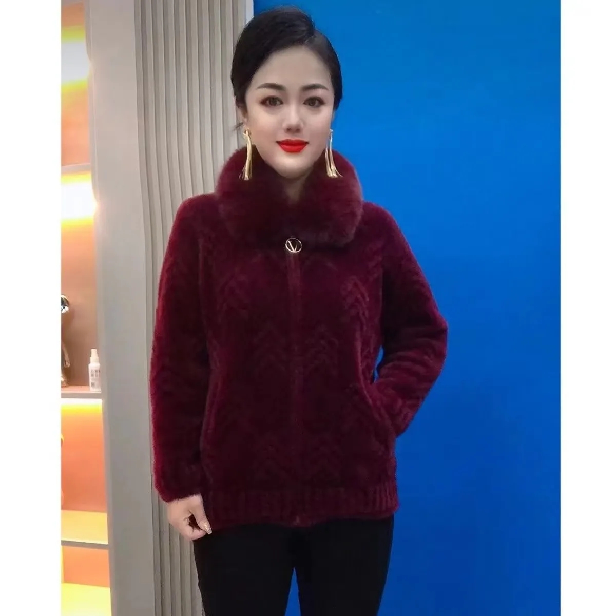 Women Knitted Cardigan Thick L - Wool Suit Jacket ulasan dan harga