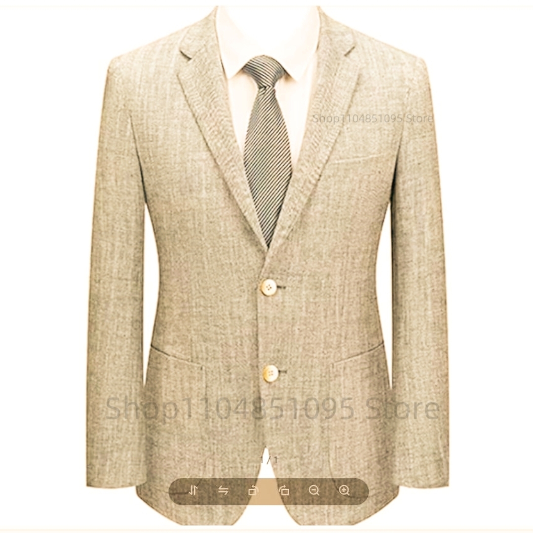 Men's Slim Fit Linen Suit Blaz - Men Formal Wear Blue ulasan dan harga
