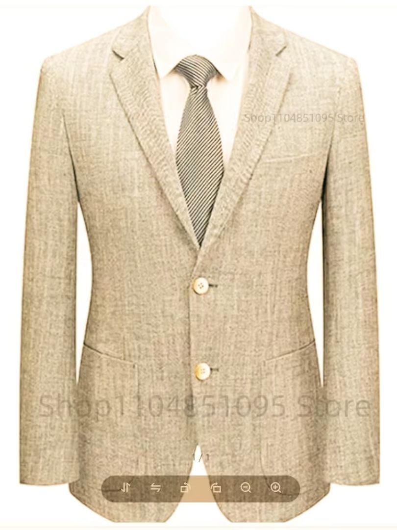 Men's Slim Fit Linen Suit Blaz - Men Formal Wear Blue ulasan dan harga