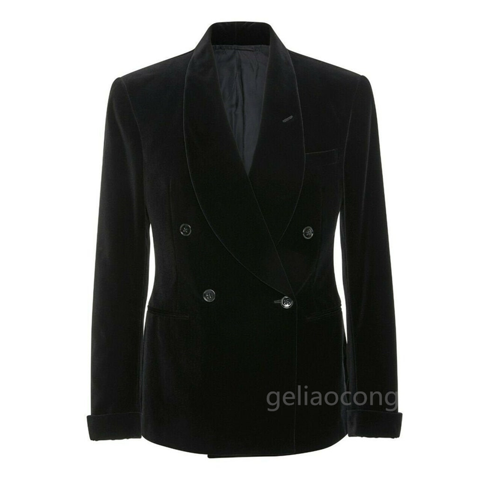 XS-6XL Velvet Wedding Men Suit - Men Formal Wear With Coat ulasan dan harga