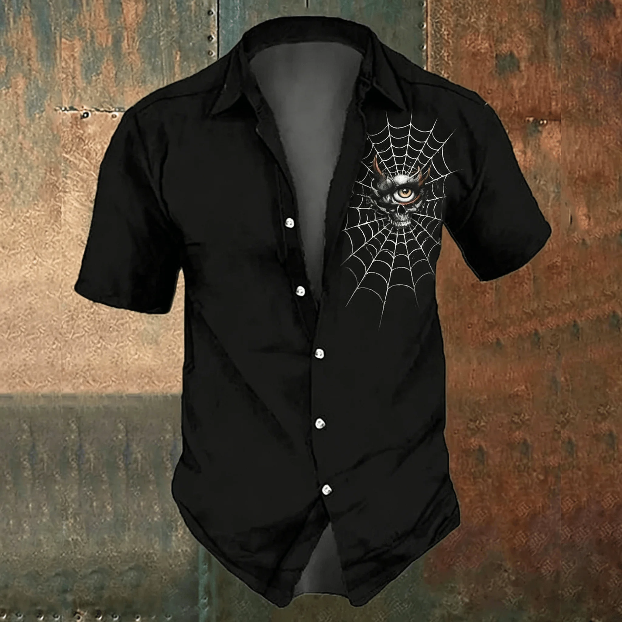 Men's black cross-print casual - Men'S Gothic Formal Wear ulasan dan harga
