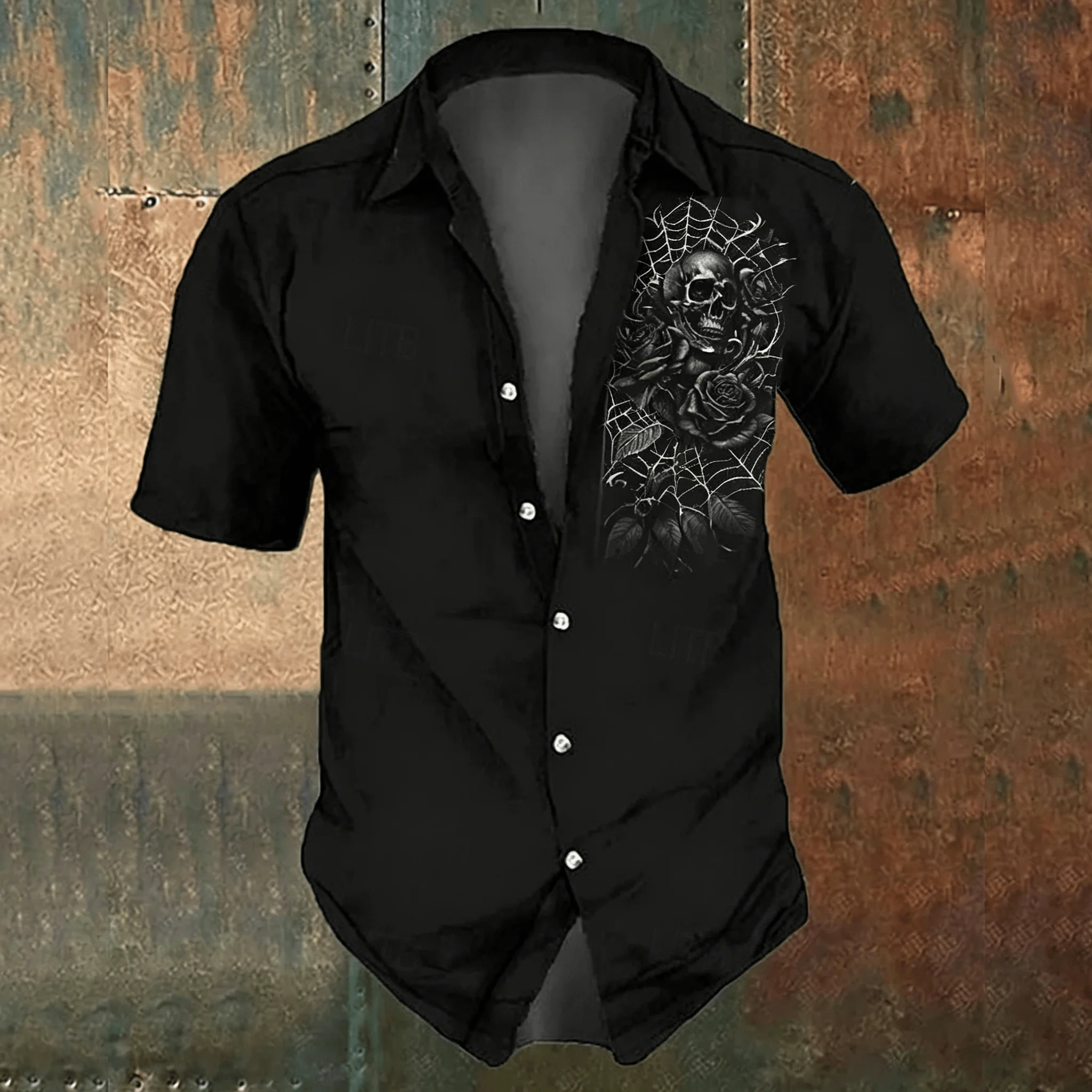 Men's black cross-print casual - Men'S Gothic Formal Wear ulasan dan harga