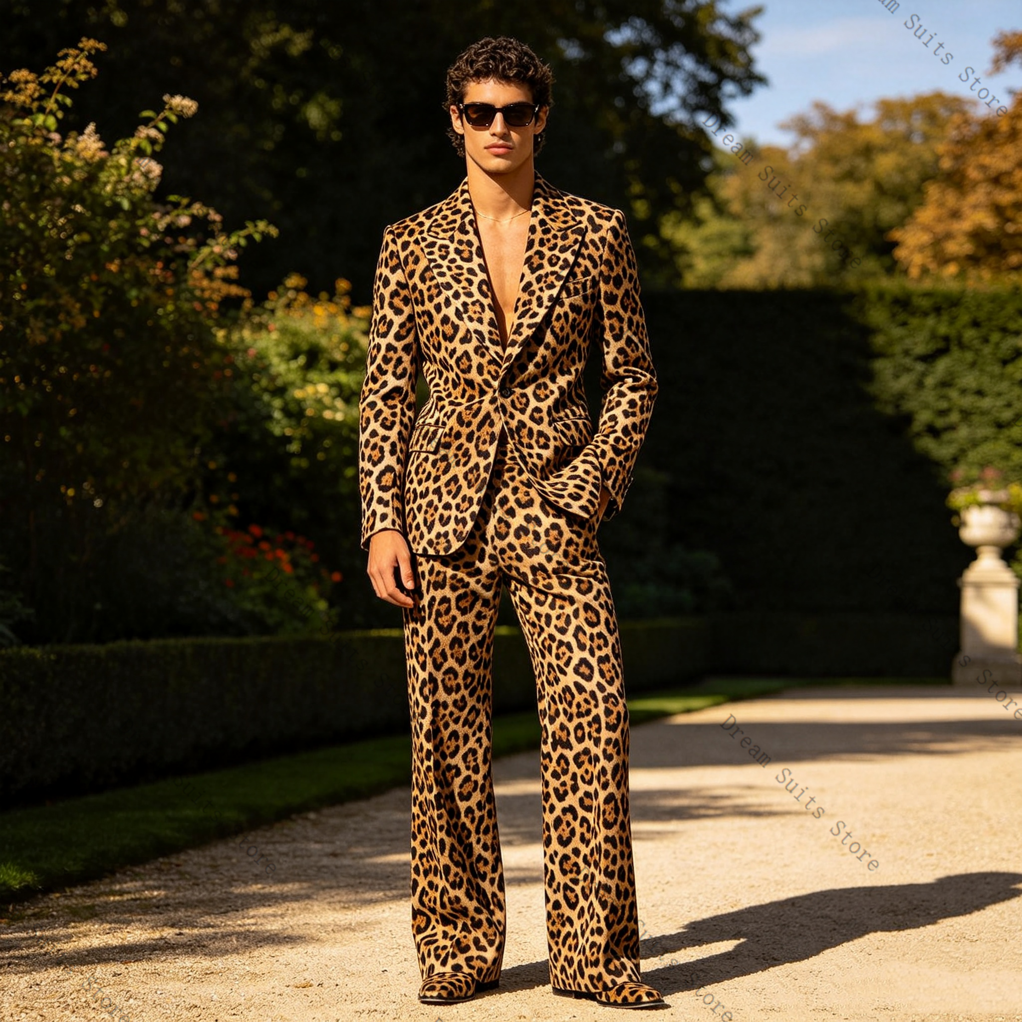 Leopard Print Men Suit Set 2 P - Men Formal Wear With Coat ulasan dan harga