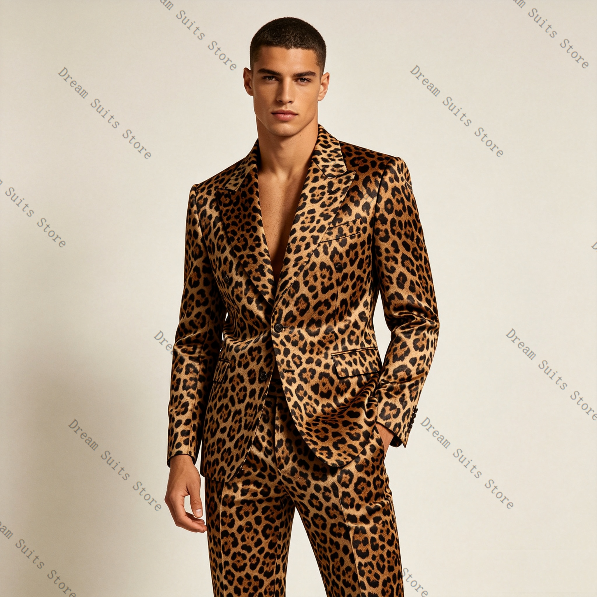 Leopard Print Men Suit Set 2 P - Men Formal Wear With Coat ulasan dan harga