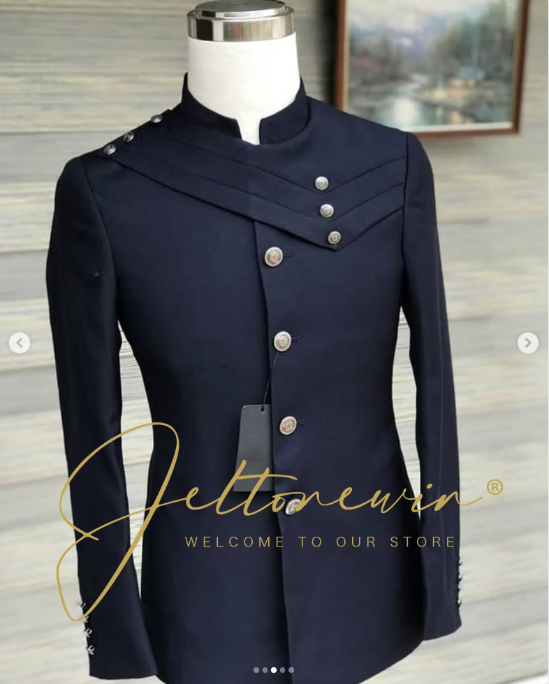 Men's Navy Blue Suit Set with  - Men Formal Wear Blue ulasan dan harga