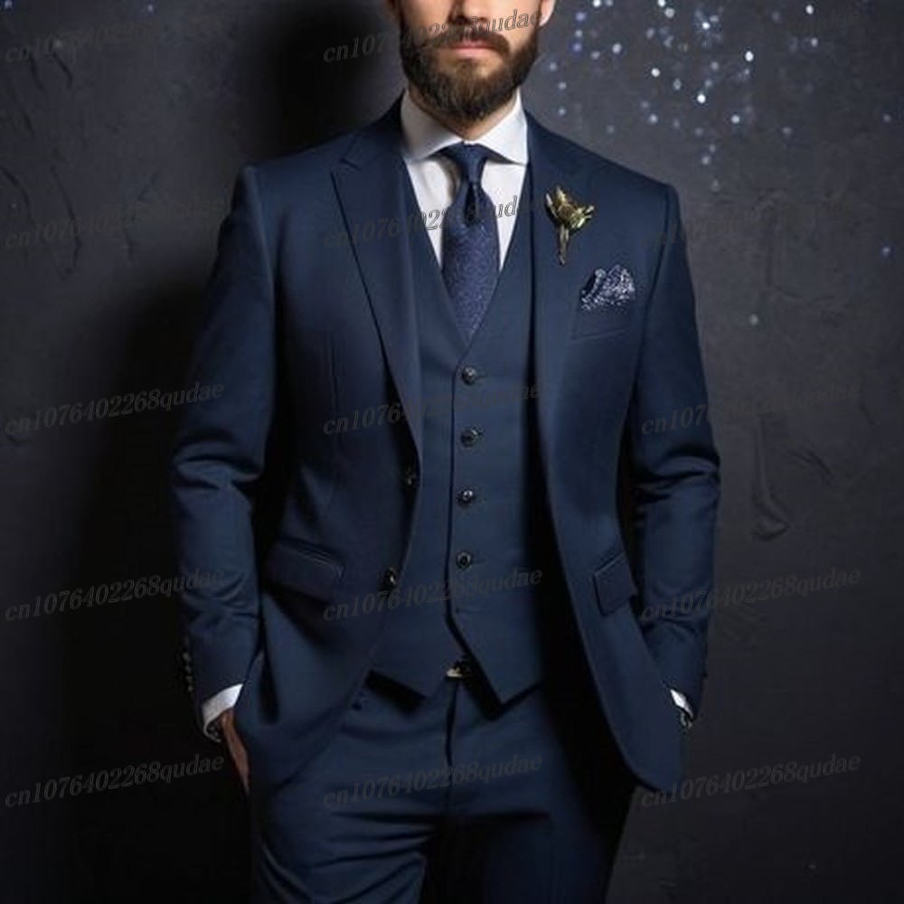 New Navy Blue Formal Men Suit  - Men Formal Wear Blue ulasan dan harga