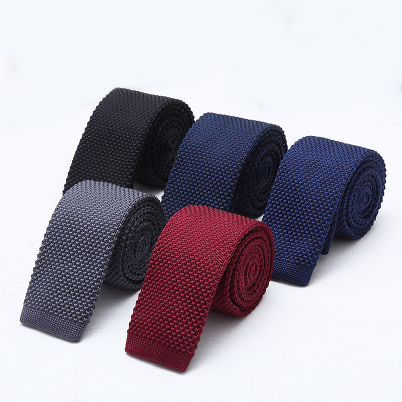 6cm Solid Black White Knitted  - Men Formal Wear Blue ulasan dan harga