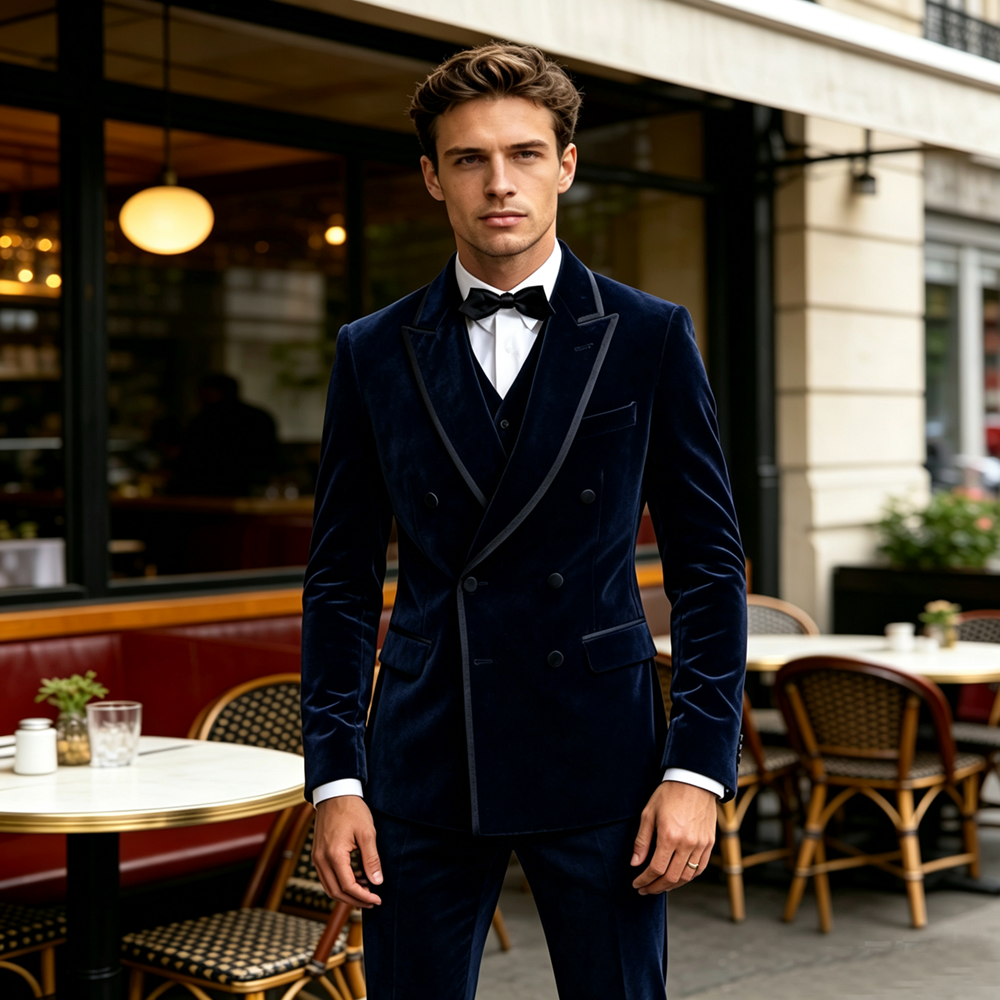 Hot Sale Velvet Men Suit 2pcs  - Wool Suit Jacket ulasan dan harga