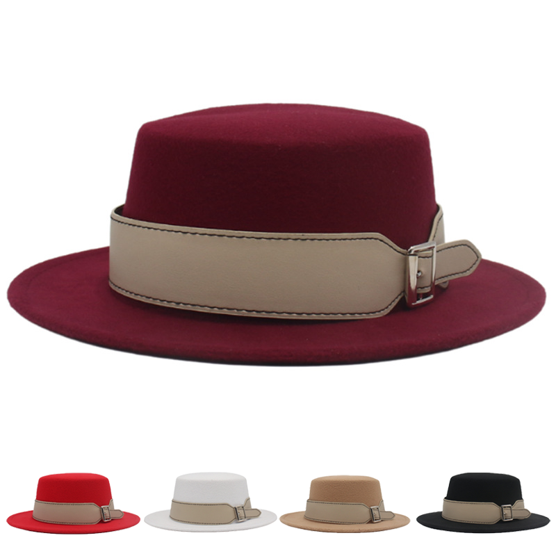 Felt Flat Top Fedora Hat with  - Mens Formal Look ulasan dan harga