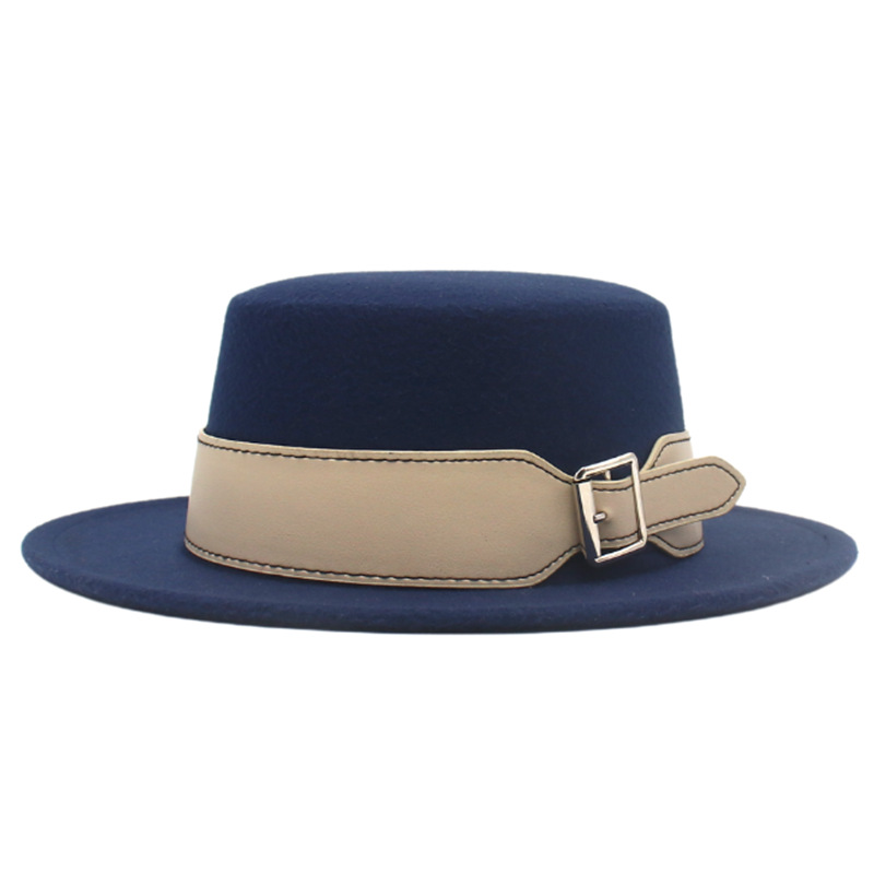 Felt Flat Top Fedora Hat with  - Mens Formal Look ulasan dan harga