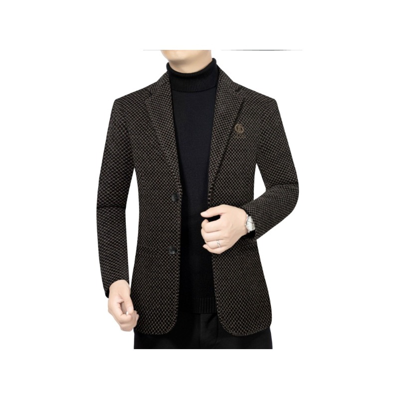 New Winter Men Plaid Business  - Men Formal Wear With Coat ulasan dan harga