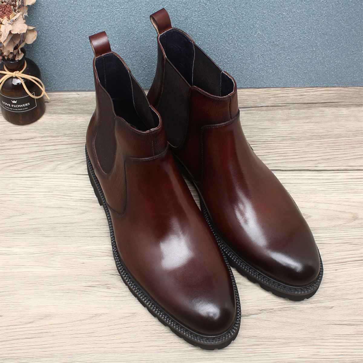 Men's Brown Leather Chelsea An - Men Formal Wear With Boots ulasan dan harga