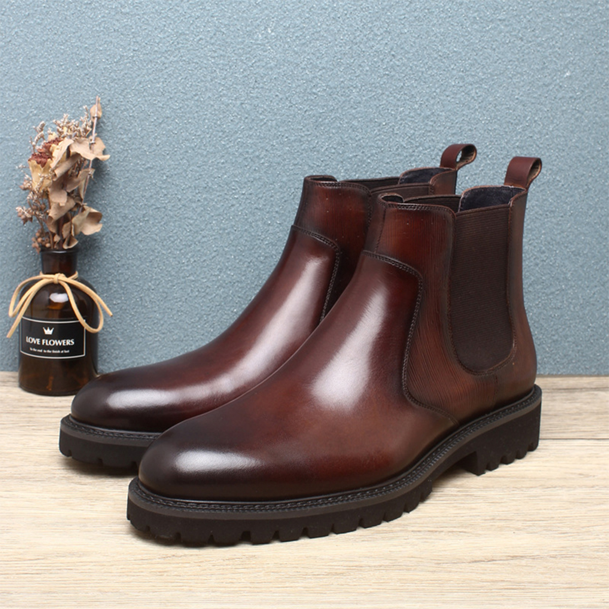 Men's Brown Leather Chelsea An - Men Formal Wear With Boots ulasan dan harga
