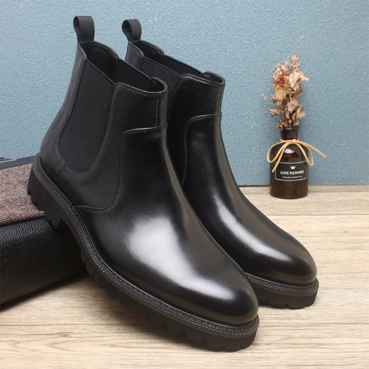 Men's Brown Leather Chelsea An - Men Formal Wear With Boots ulasan dan harga