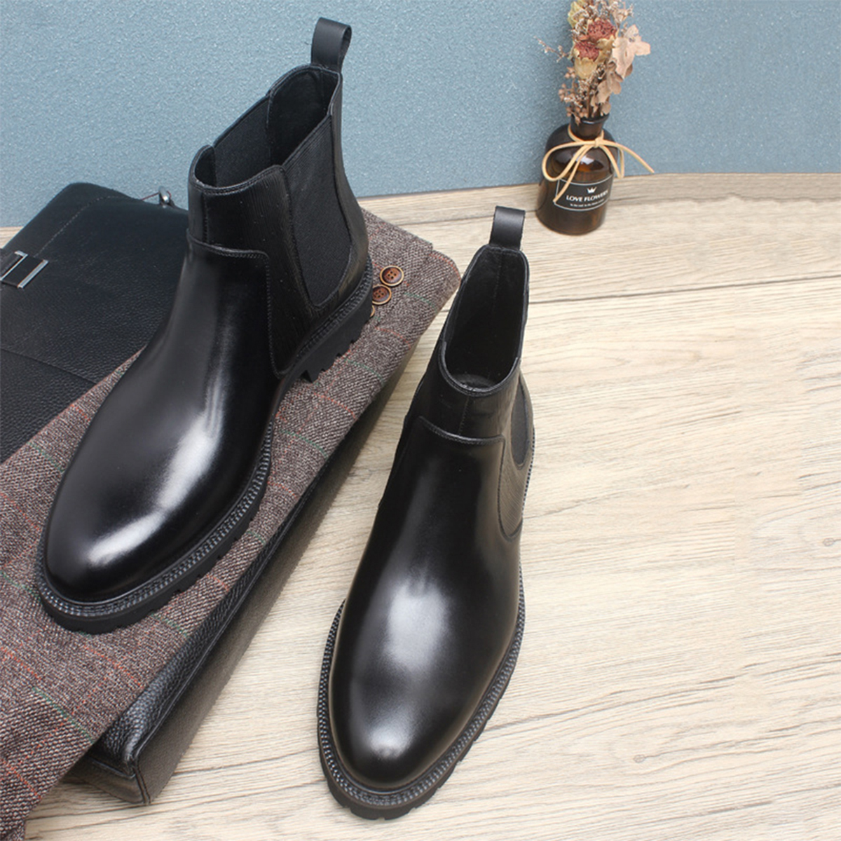 Men's Brown Leather Chelsea An - Men Formal Wear With Boots ulasan dan harga