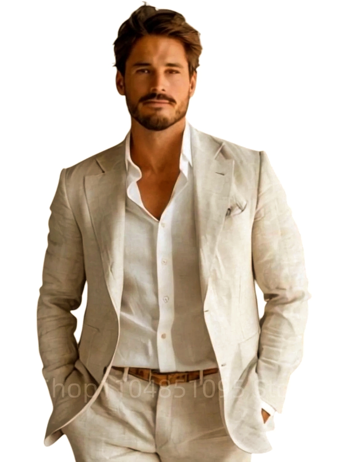 Blue Slim Fit Men's Linen Blaz - Men Formal Wear Blue ulasan dan harga
