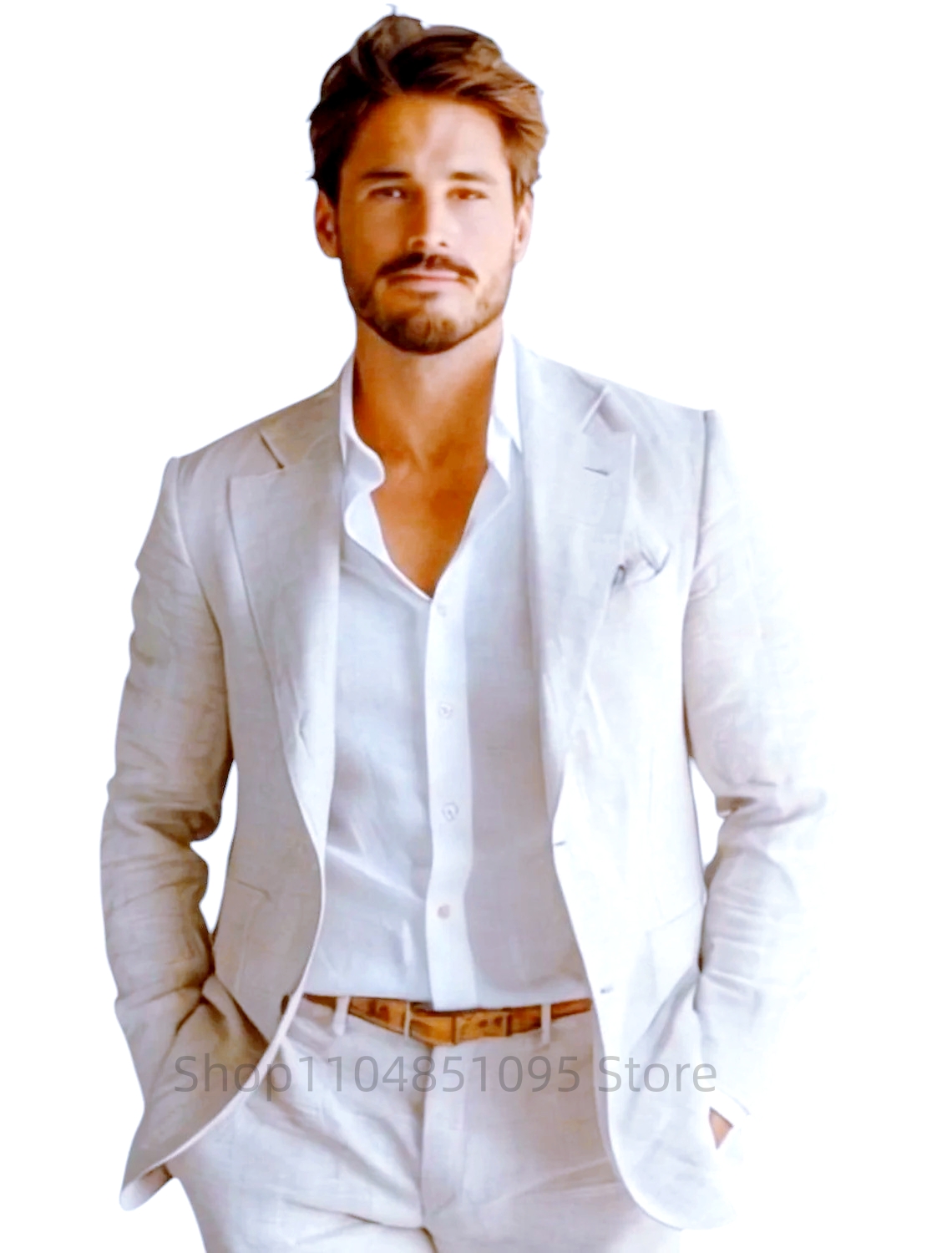 Blue Slim Fit Men's Linen Blaz - Men Formal Wear Blue ulasan dan harga