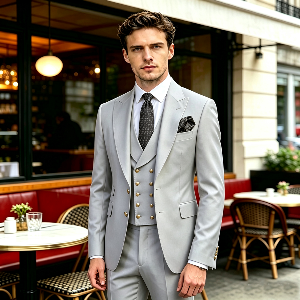 Black White Peaked Lapel Men S - Wool Suit Jacket ulasan dan harga