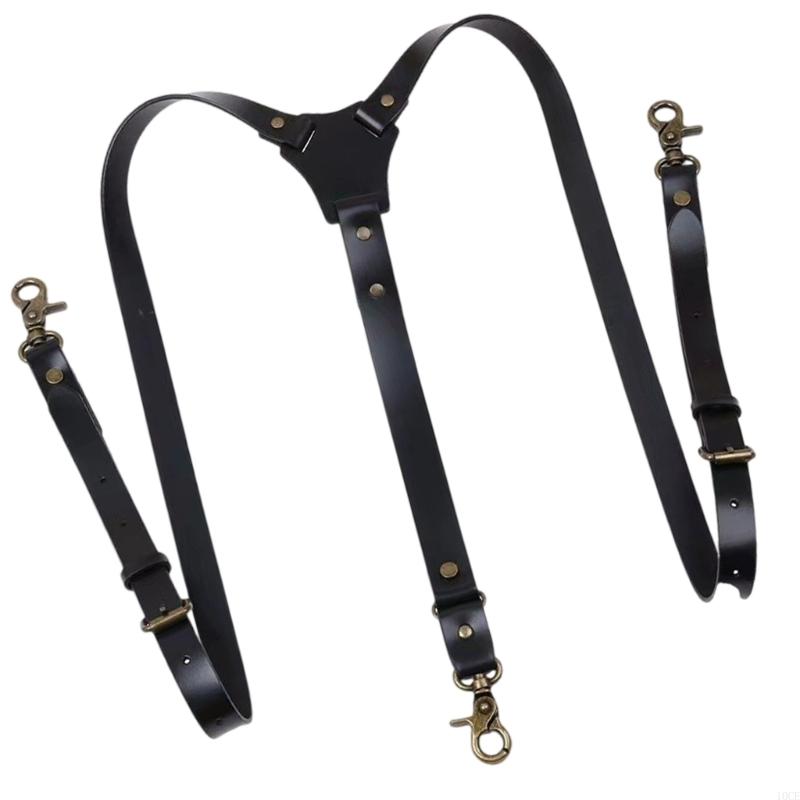 Mens PU Leather Suspenders Wit - Suspender Clip Formal ulasan dan harga