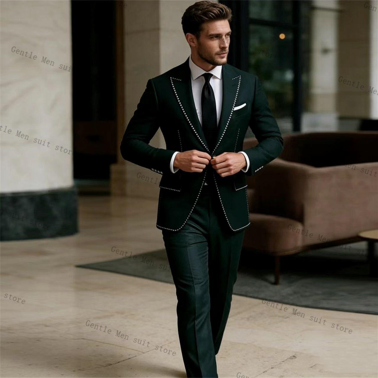 Crystals Luxury Green Men Suit - Men Formal Wear Green ulasan dan harga
